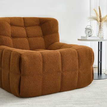 MODFU Sitzsack Sofa Einzelsofa,Wohnzimmer Sofa (nterne rahmenlose Struktur, Produkt als komprimierte Verpackung, Sherpa-Stoff+Schaumstoff), 85x97x74 cm"(LxWxH) für Schlafzimmer, Wohnzimmer.