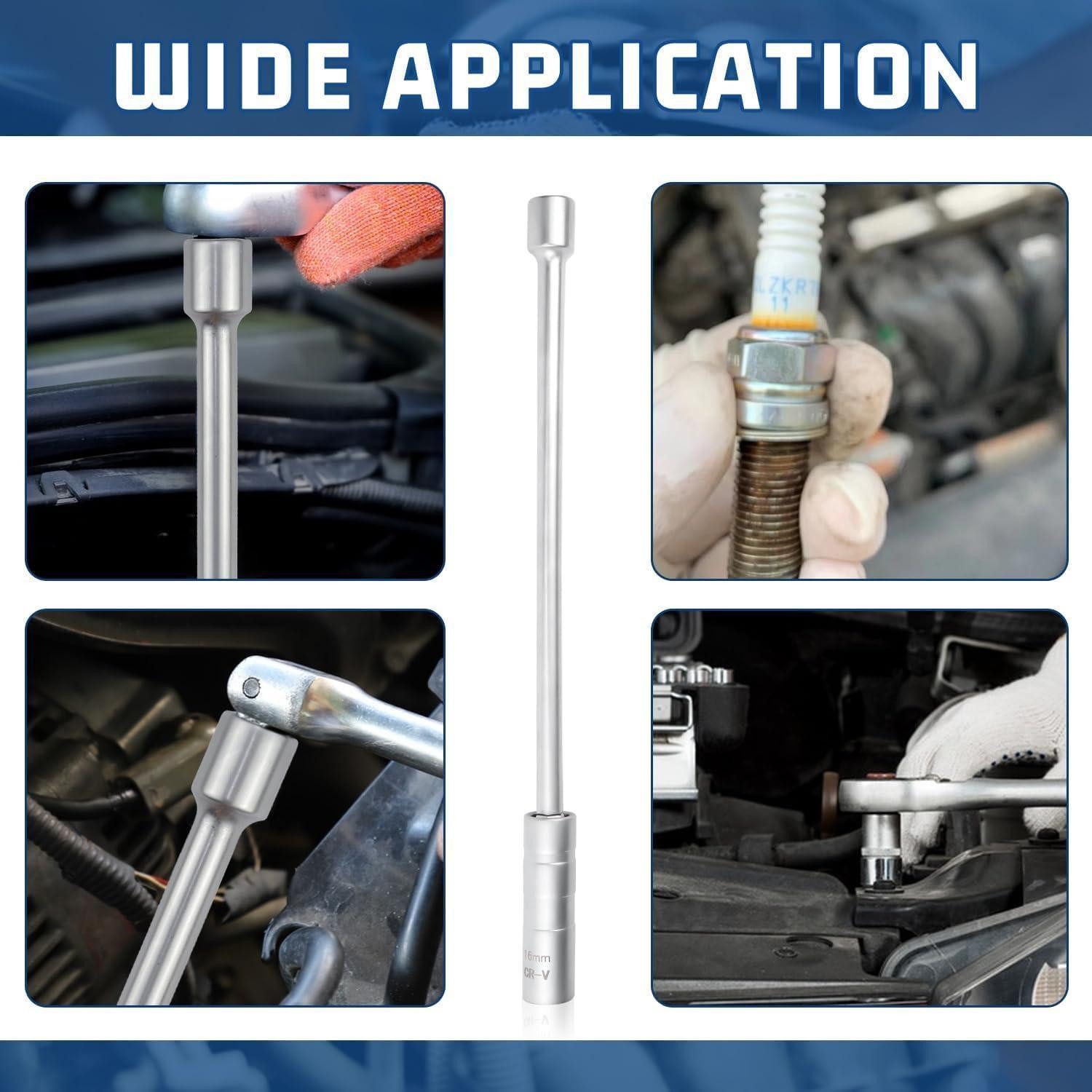 LuxusKollektion Bit- und Steckschlüsselset Zündkerzenschlüssel Satz 14mm 16mm Magnet flexibel Langer Griff-16 mm