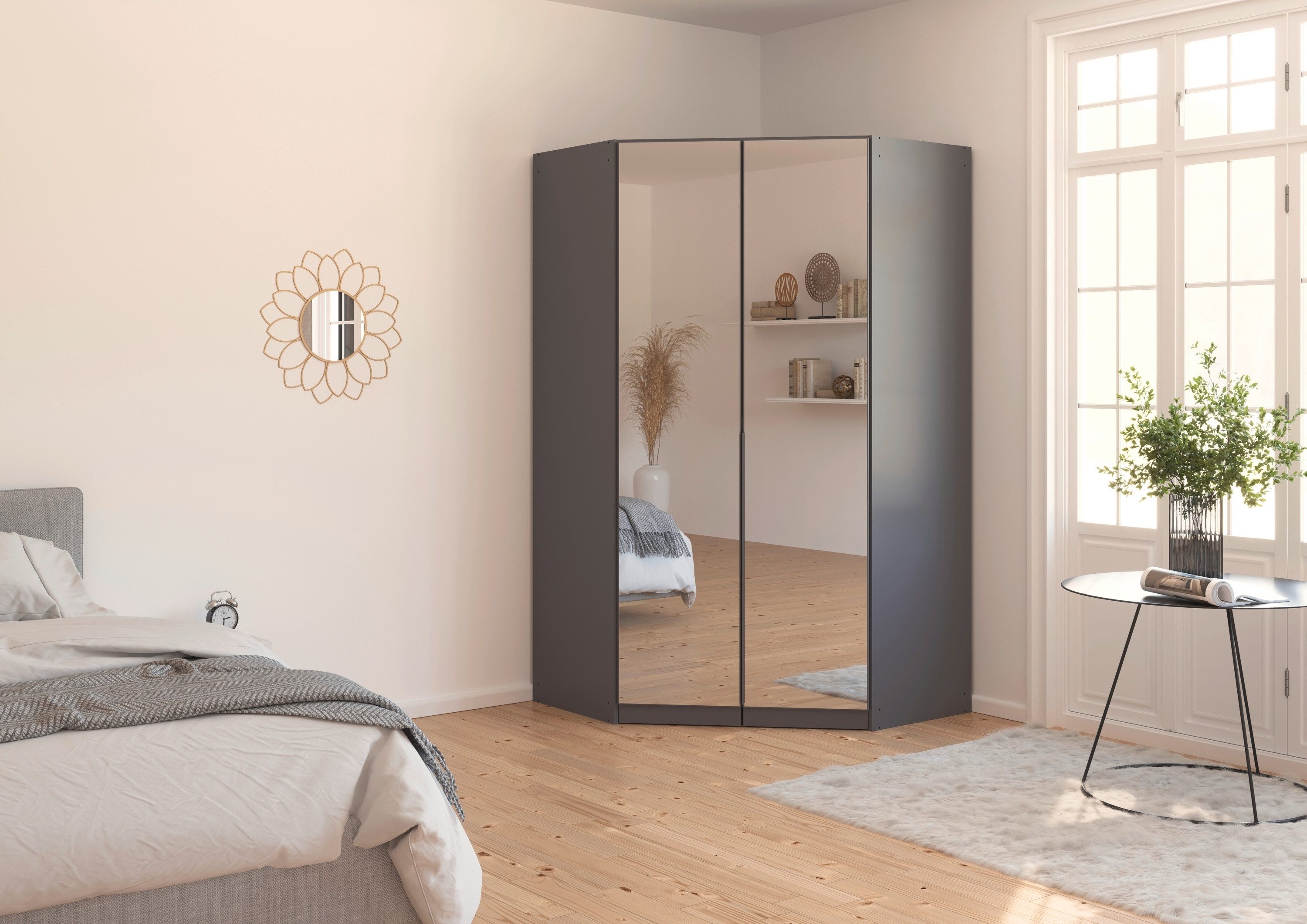 OTTO home Eckkleiderschrank Kleiderschrank Schrank Ankleidezimmer Schlafzimmer Garderobe AGORDO (in zwei Griff-Farben, Breite/Tiefe 117x117 cm, Höhen 210/229 cm – Bild 2 von 5