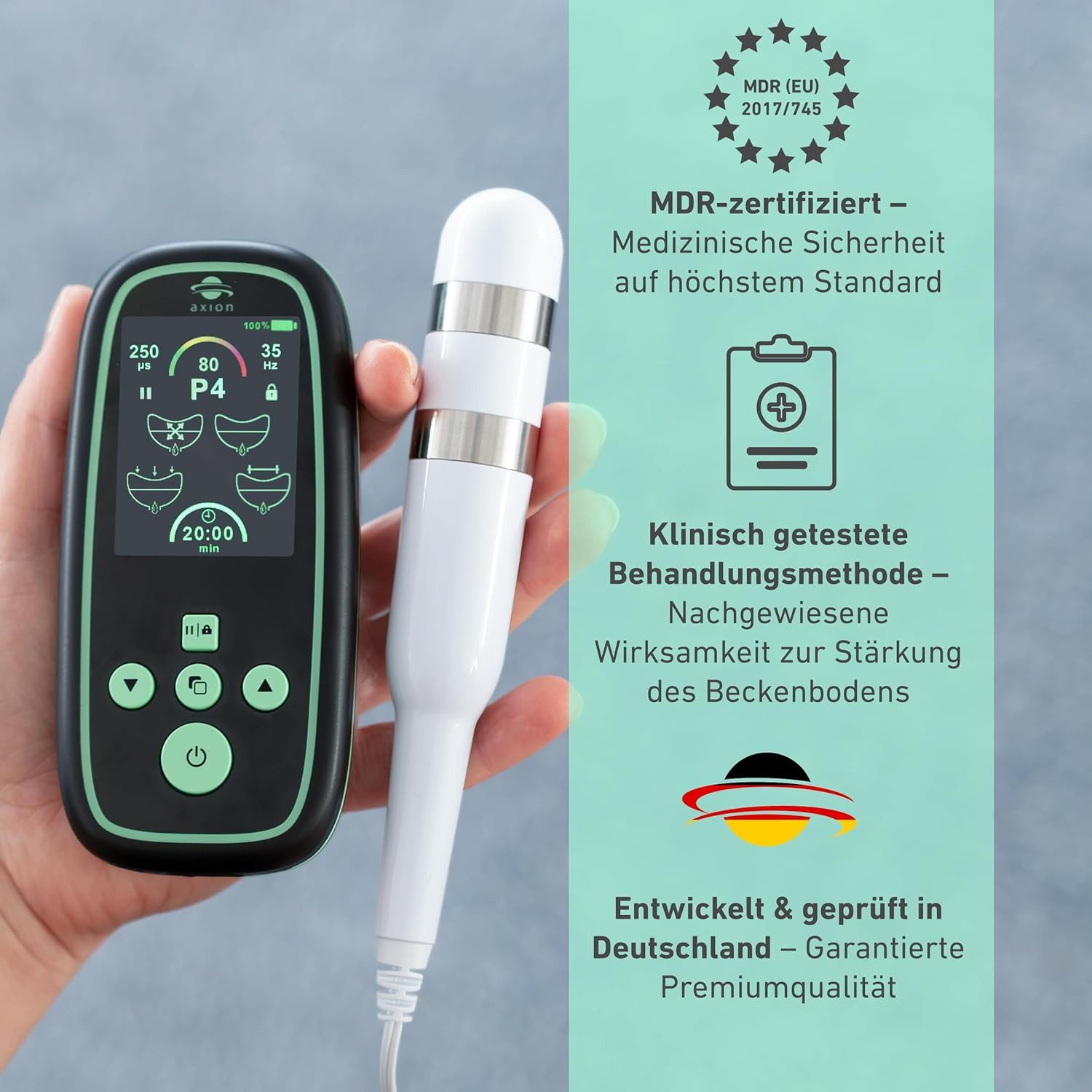 Axion Beckenboden-Elektrostimulationsgerät axion® I-3000 Beckenbodentrainer Set für Frauen, NEUHEIT 2026