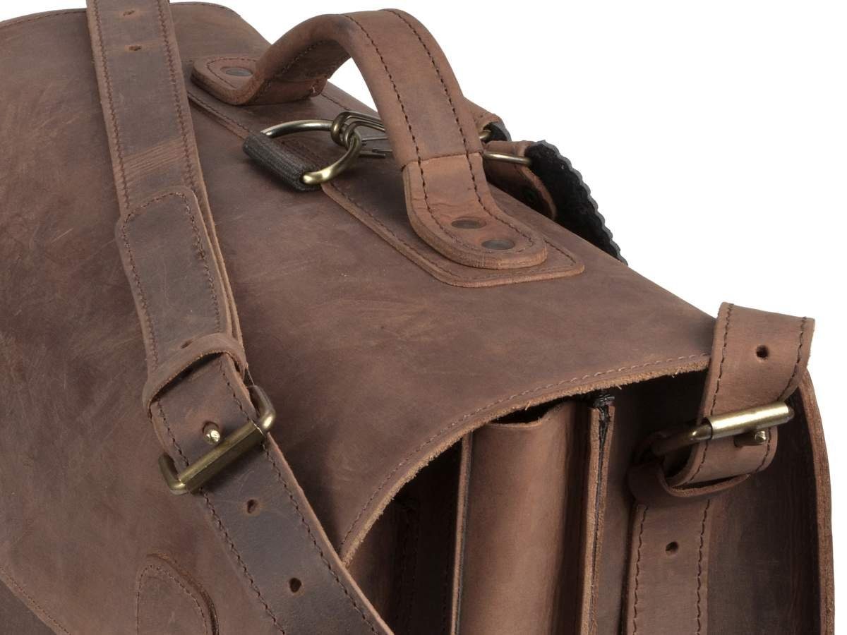 Rucksack cm tragen, als ranger zu Aktentasche auch Leder Satchel, mit Fächern, Ruitertassen 2 40 Classic Lehrertasche