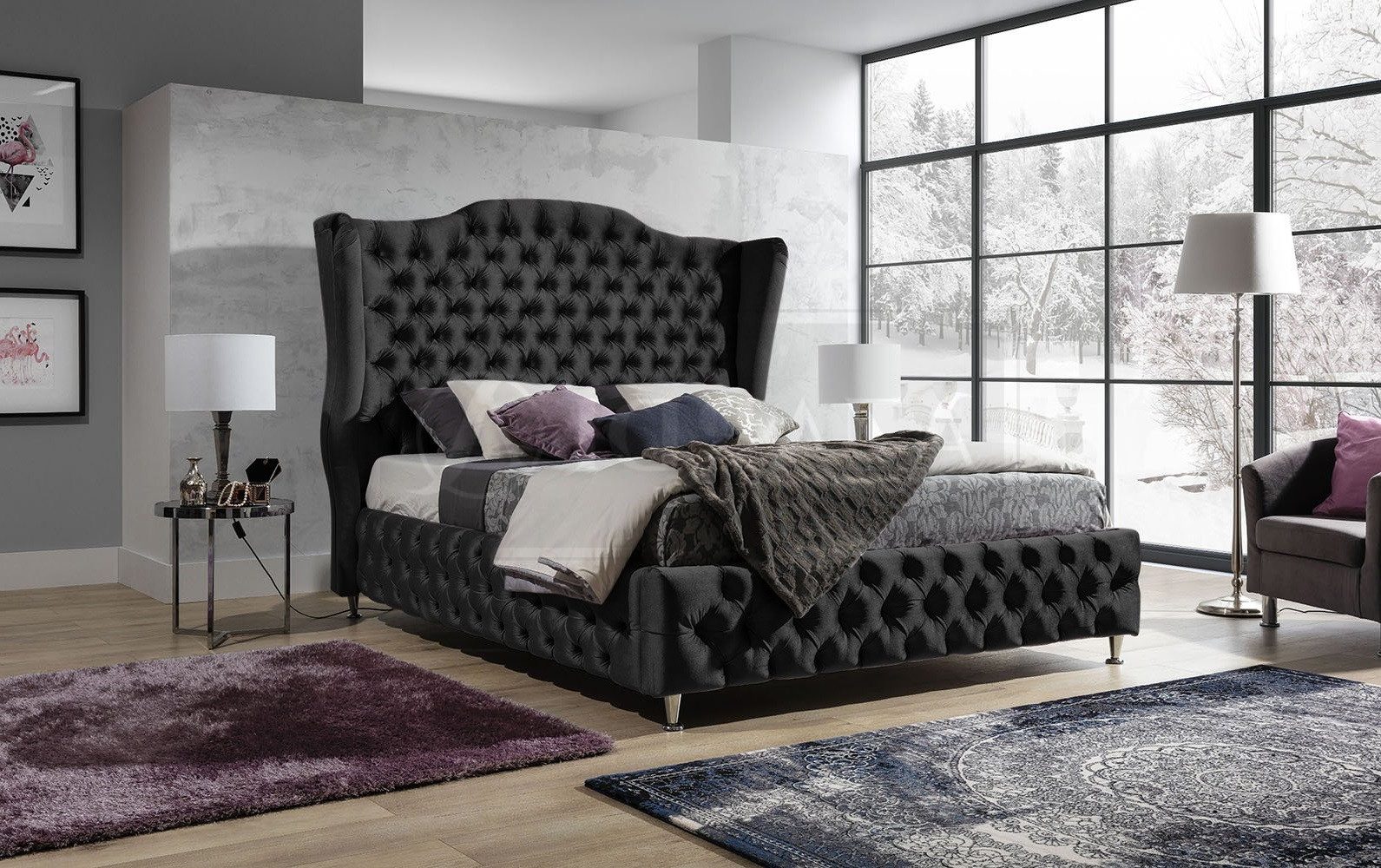Xlmoebel Bett Neues luxuriöses Schlafzimmerdesign-Bett Chesterfield mit Polsterung (Bett), Hergestellt in Europa