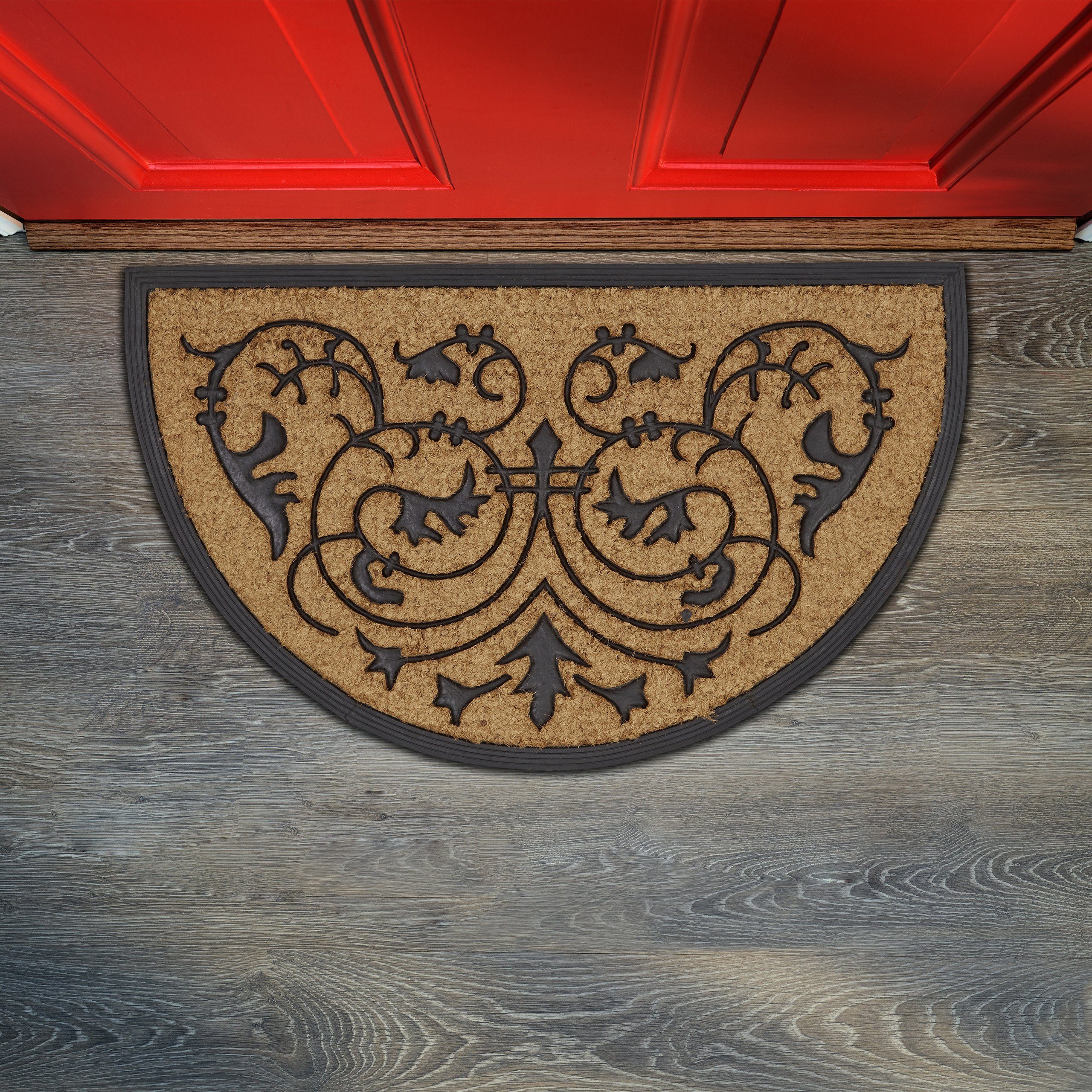 relaxdays Fußmatte Kokos halbrund 60x100 cm, Höhe: 15 mm günstig online kaufen