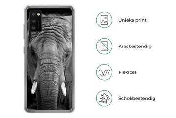 MuchoWow Handyhülle Porträt eines Elefanten in Schwarz und Weiß, Handyhülle Samsung Galaxy A41, Smartphone-Bumper, Print, Handy