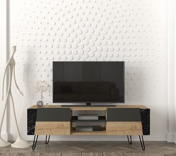 moebel17 Lowboard TV Lowboard Fanten mit Metallfüße Safir Marmor Ant, Die Maße betragen 150 x 52 x 36,8 cm (BxHxT)