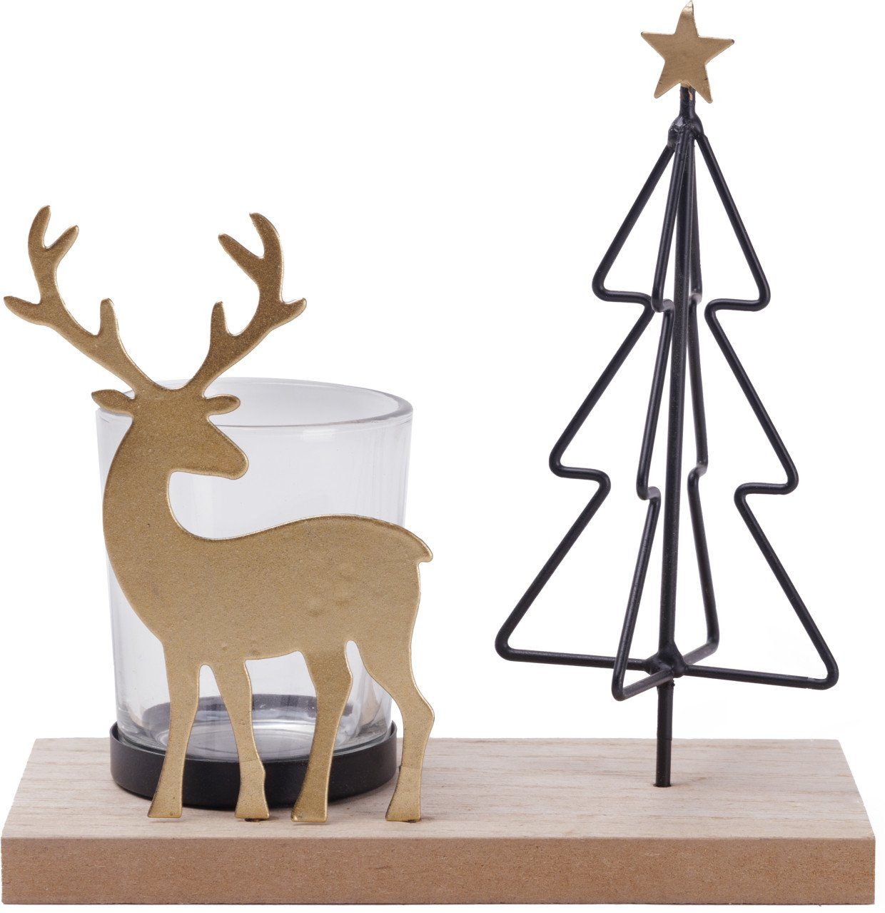 Weihnachtsfigur TrendLine Teelichthalter Holz-Metall mit Hirsch
