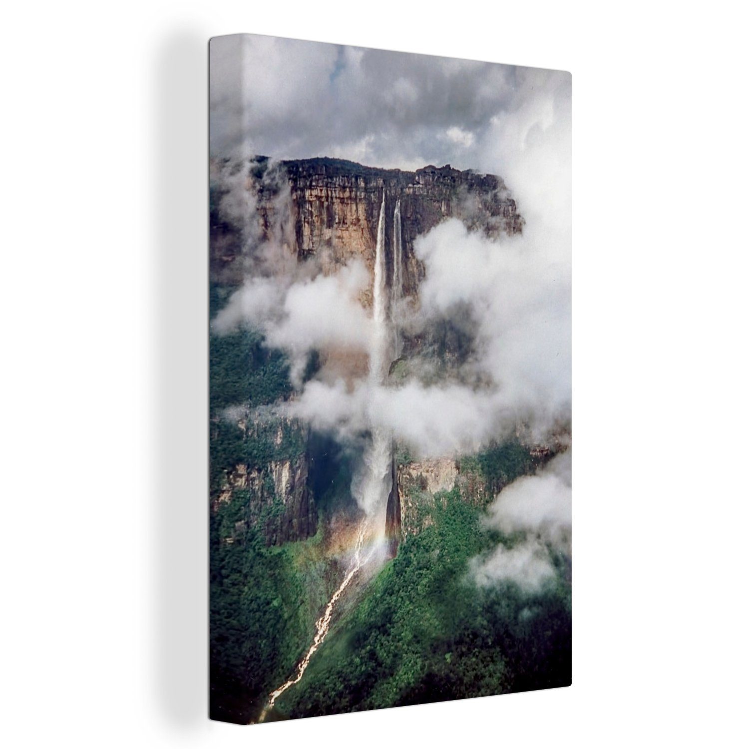 cm Leinwandbild Leinwandbild (1 Wasserfall - Wolken - St), Berg, OneMillionCanvasses® Gemälde, Zackenaufhänger, bespannt fertig inkl. 20x30