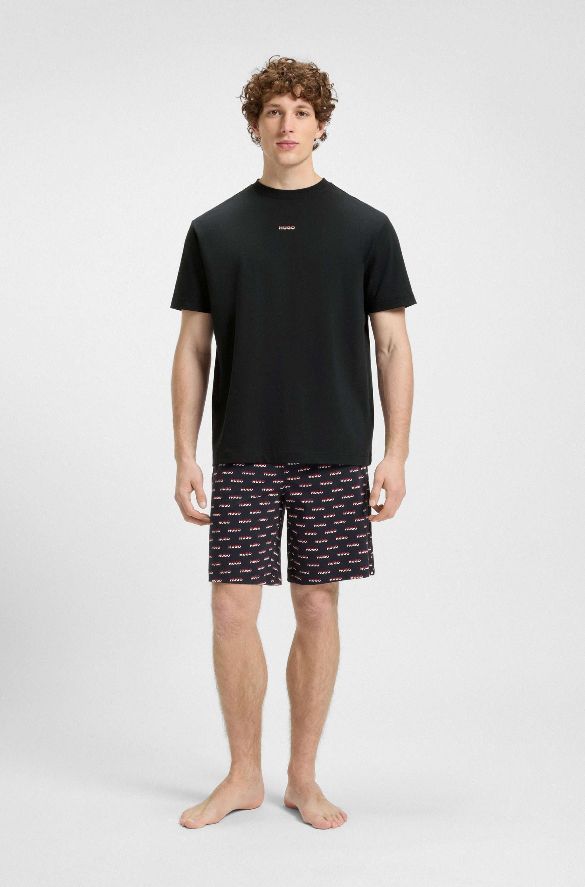 HUGO Pyjamaoberteil SPLIT LOGO mit zweifarbigen Logo