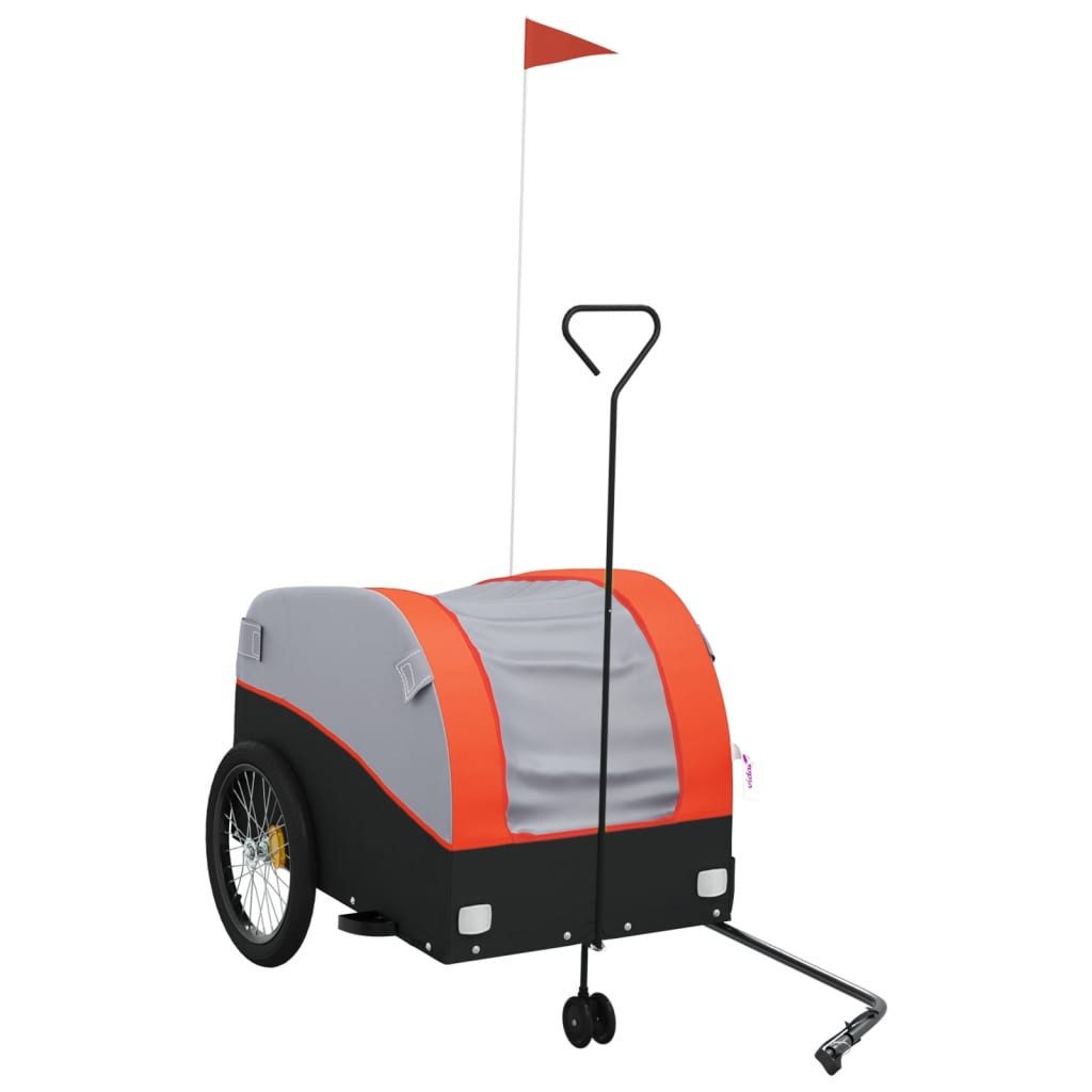 vidaXL Fahrradlastenanhänger Fahrradanhänger Schwarz und Orange 45 kg Eisen