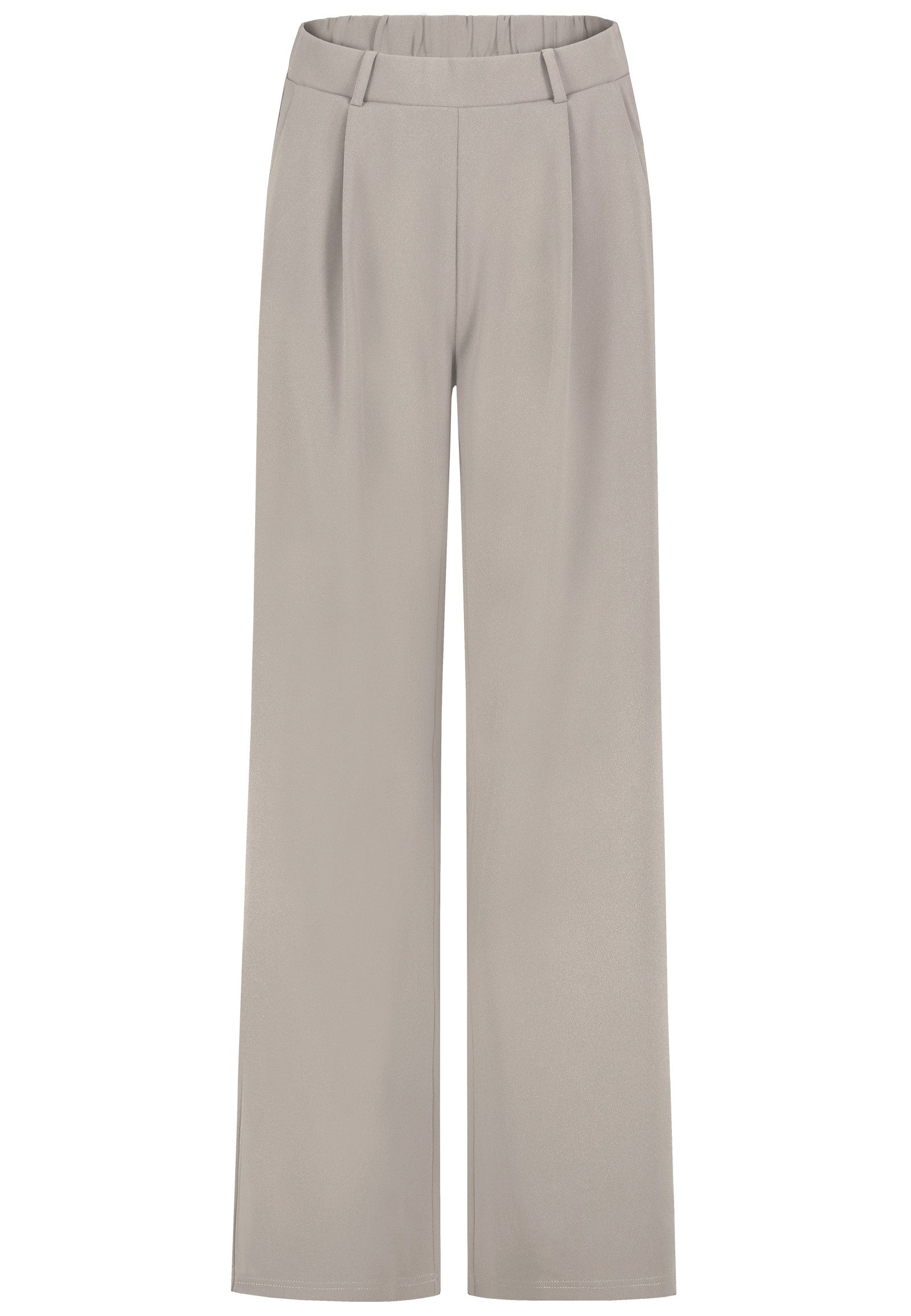 SUBLEVEL Stoffhose Damen Wide Leg Bundfaltenhose weites Bein, elastischer Bund, Scuba Crepe Jersey