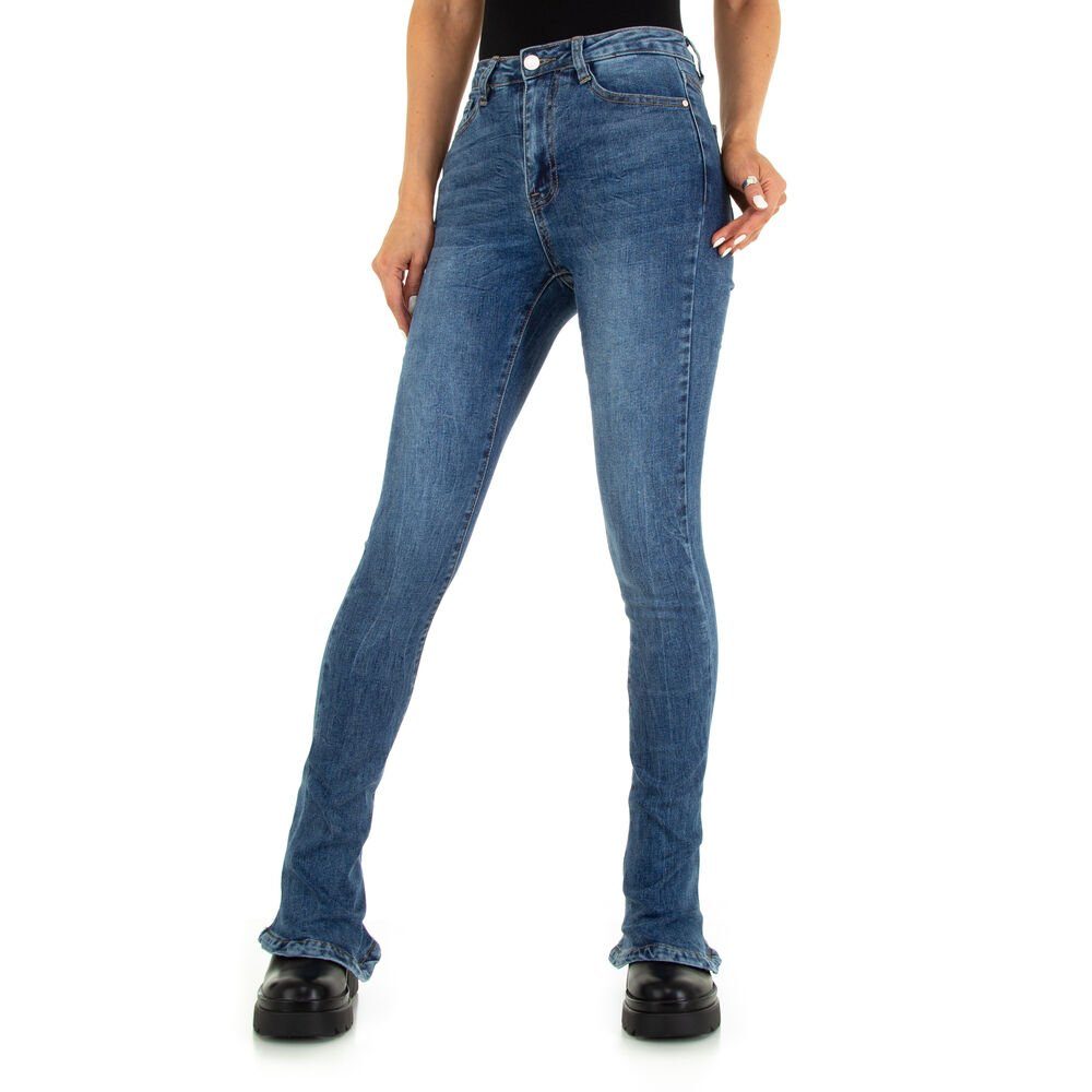 Ital-Design Bootcut-Jeans Damen Freizeit Stretch Bootcut Jeans in Blau | Stretchjeans