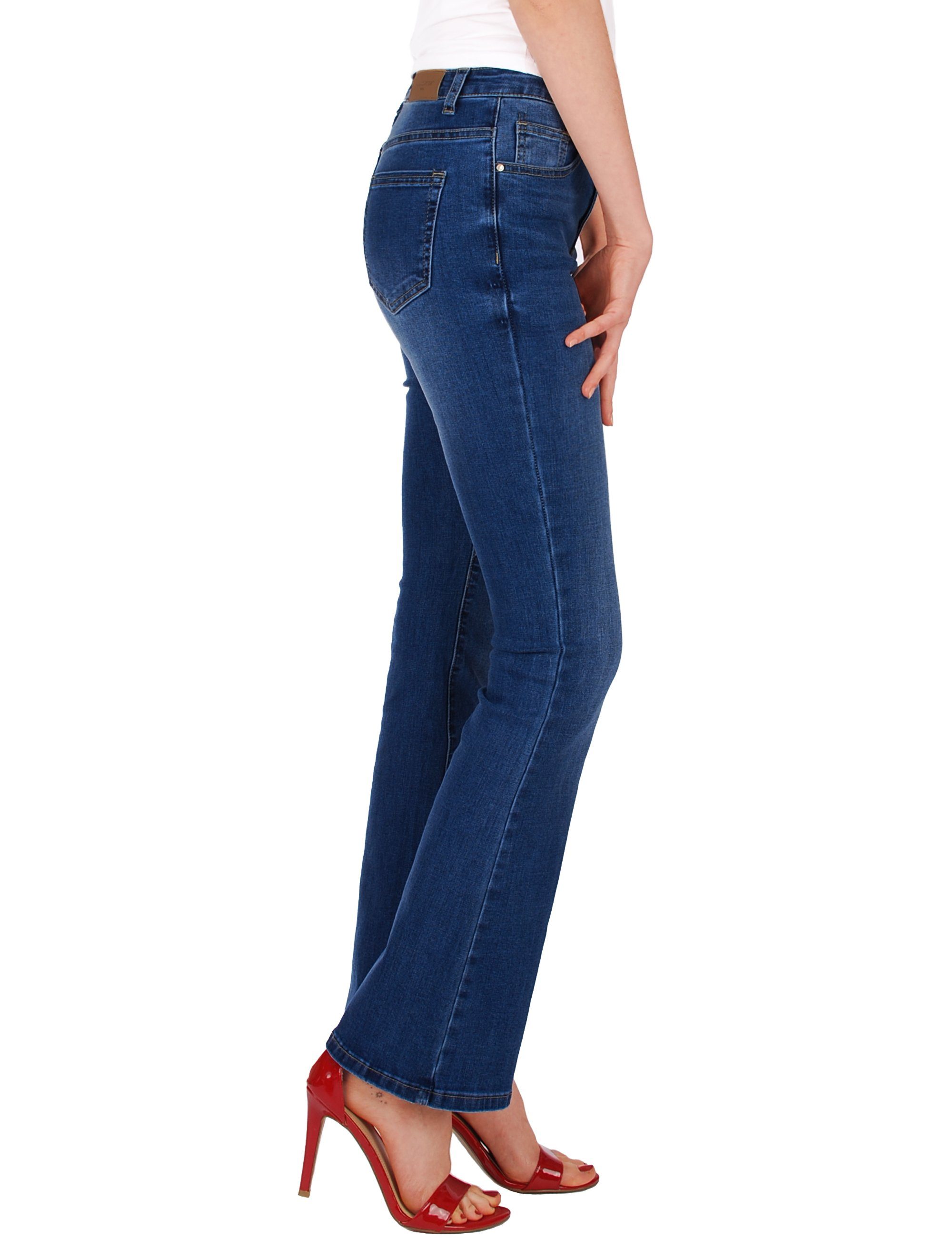 Bootcut-Jeans Stretch, Style, Dunkelblau 5-Pocket Normal Waist Fraternel