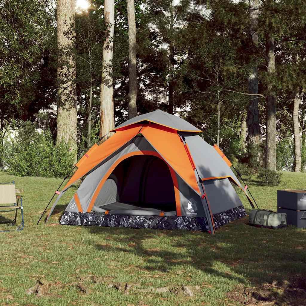 vidaXL Kuppelzelt Kuppel-Campingzelt 4 Personen Grau günstig online kaufen