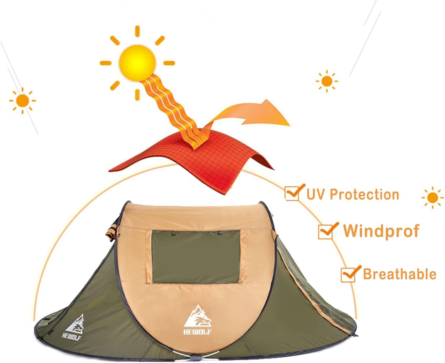 Diyarts Wurfzelt, Personen: 3 (Camping Set – Pop-Up Zelt, Abspannleinen und günstig online kaufen