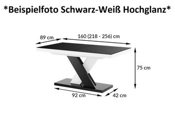designimpex Esstisch Design Esstisch Tisch HEN-111 Weiß Hochglanz ausziehbar 160 bis 256 cm