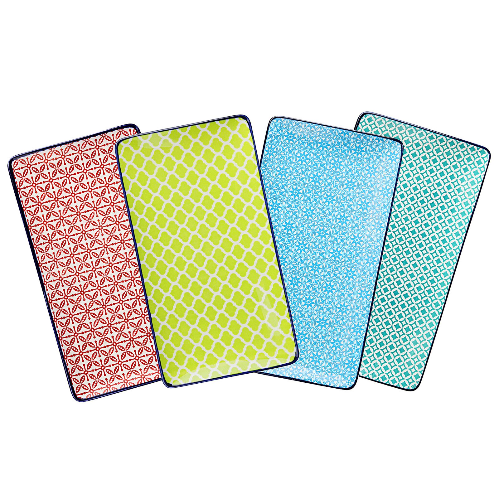 vancasso Sushiteller 4-tlg. Sushi-Platte, Porzellan Servierteller, rechteckig, bunt, (4 St)