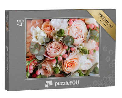 puzzleYOU Puzzle Hochzeitsblumen, Brautstrauß in Großaufnahme, 48 Puzzleteile, puzzleYOU-Kollektionen Blumensträuße, Blumen & Pflanzen