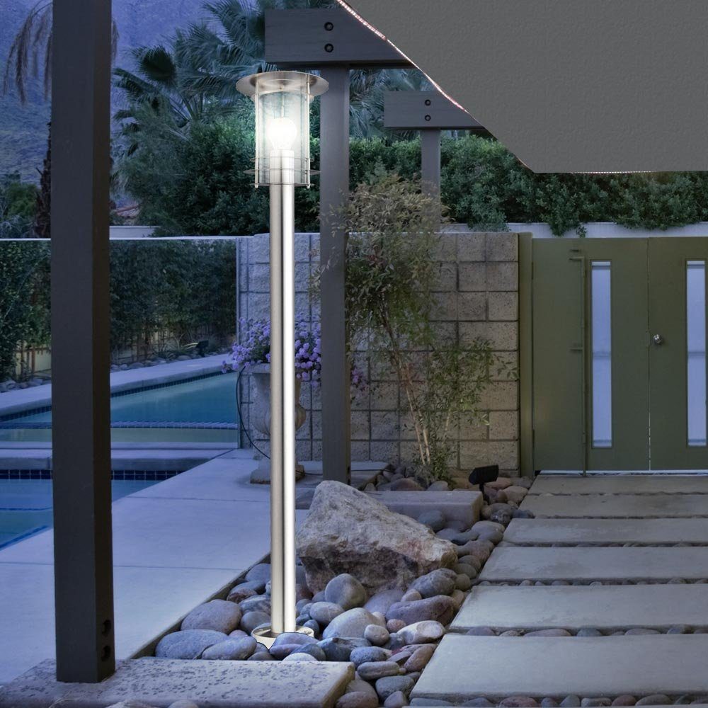 Design LED Steh Lampe Außen Bereich Garten Strahler Stand Leuchte ALU Ring IP44 