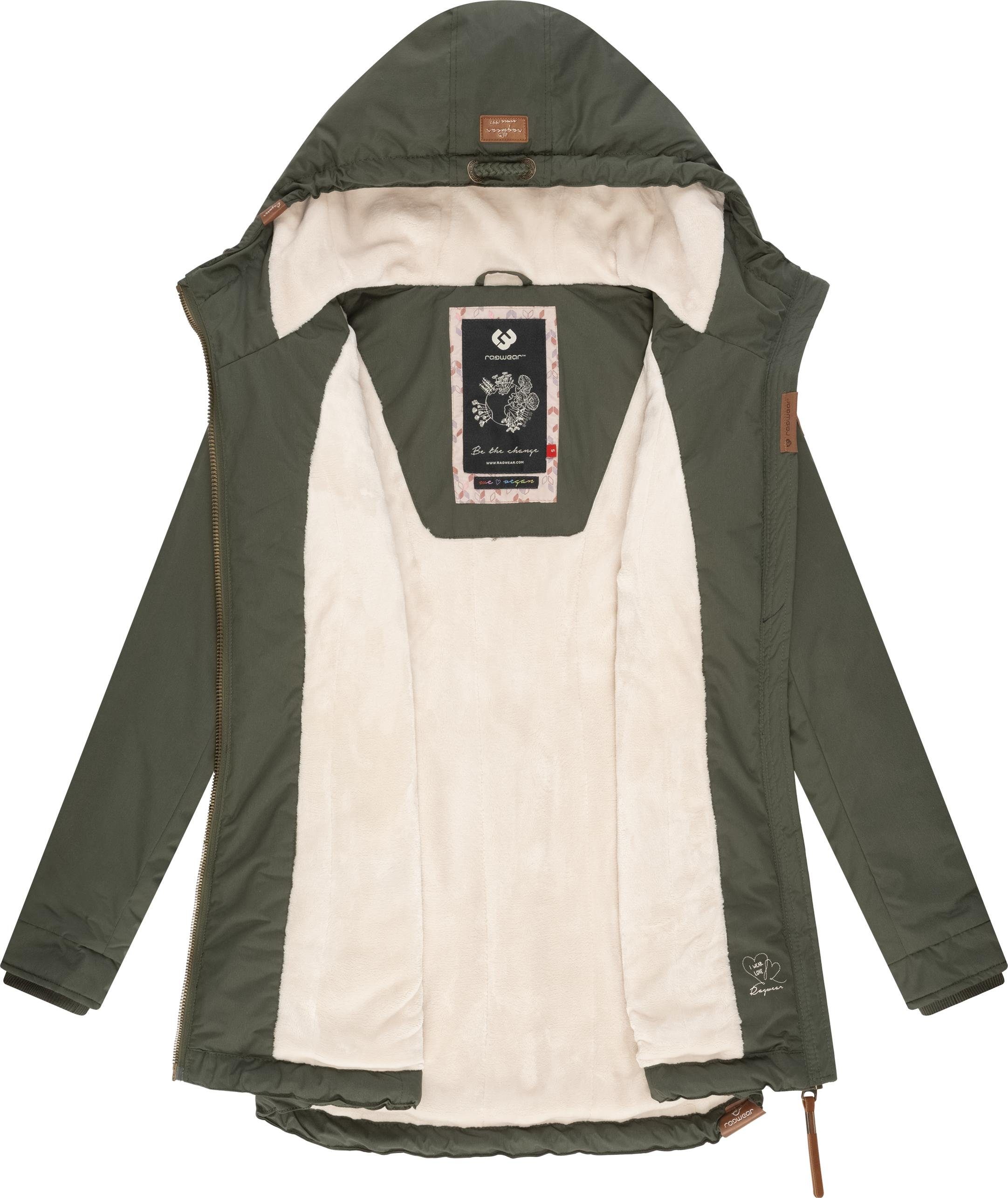 Ragwear Winterjacke Zuzka Winter Wasserdichter Winterparka mit Teddyfleece Innenfutter