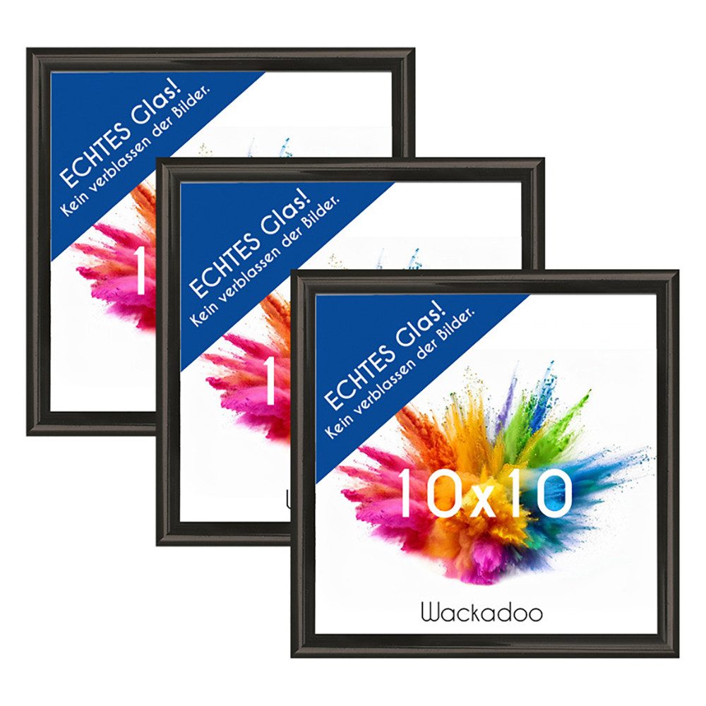 Wackadoo Living Bilderrahmen-Set Bilderrahmen mit Glasscheibe für Einzelbilder diverse Formate & Farben, (in Weiß, Schwarz, Silber oder Gold, moderner Kunststoffrahmen, 3 St), Fotowand, Puzzlerahmen, Dekoration, Poster, Collage für Fotos & Bilder