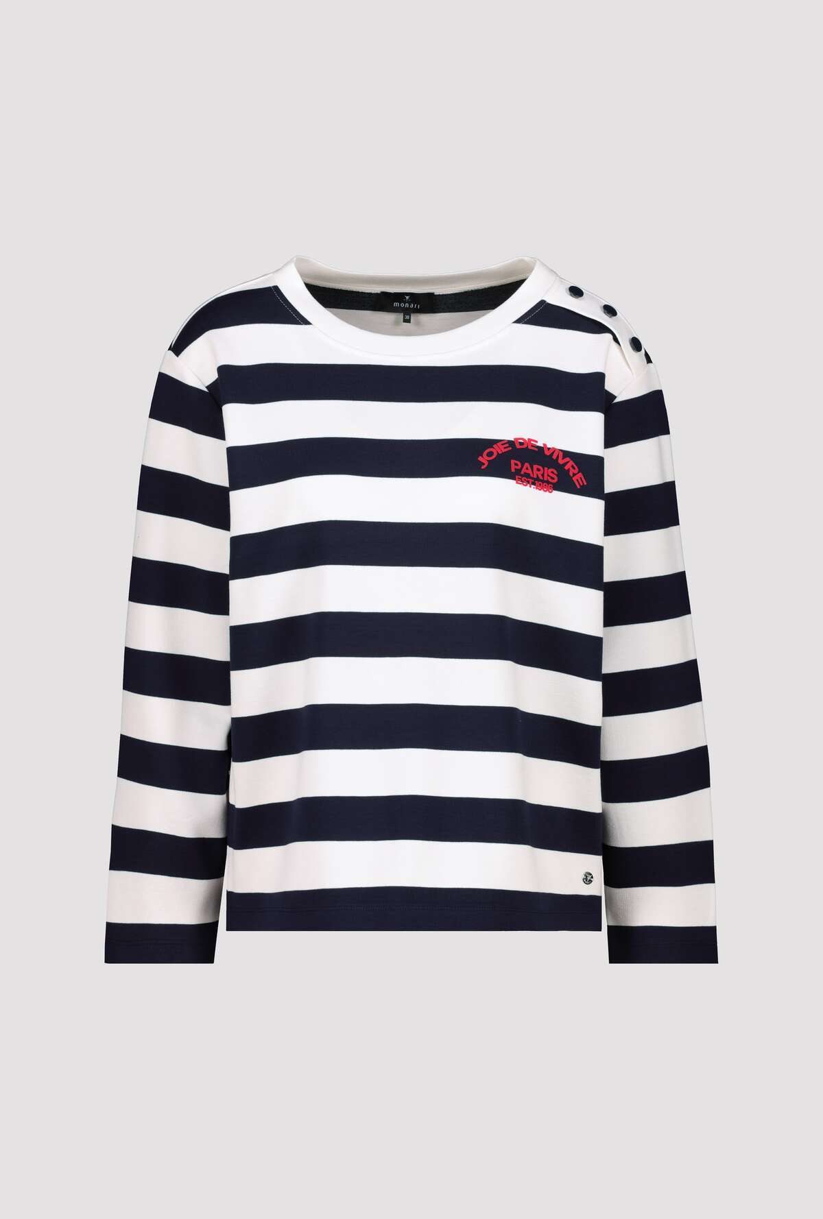 Monari Sweatshirt Rundhalsausschnitt, Regular Fit, Knopfleiste an der Schulter