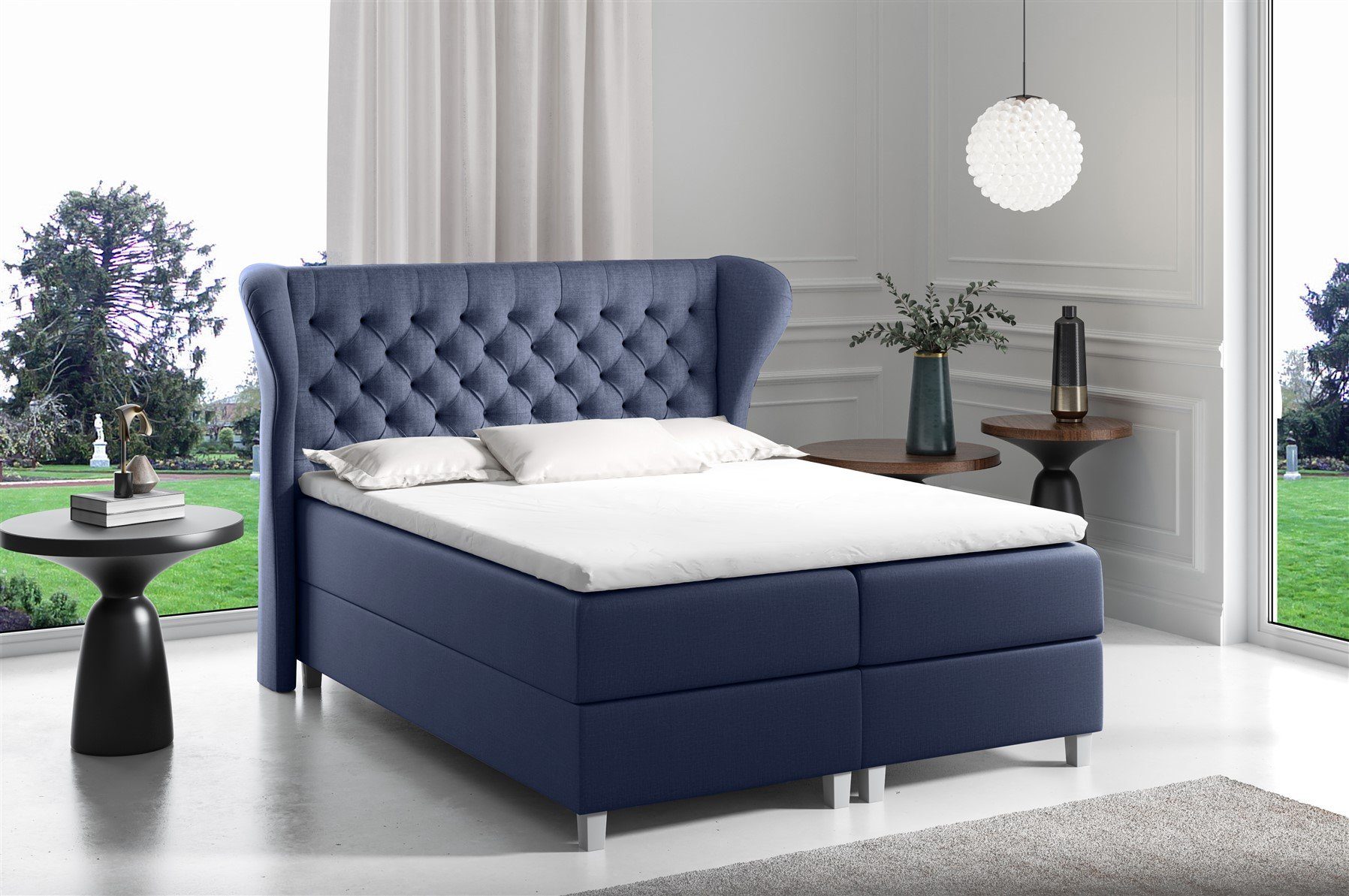 Fun Möbel Boxbett Schlafzimmerbett LORENZO in Stoff Fancy (inkl. Bettkästen, inkl. Kaltschaumtopper)