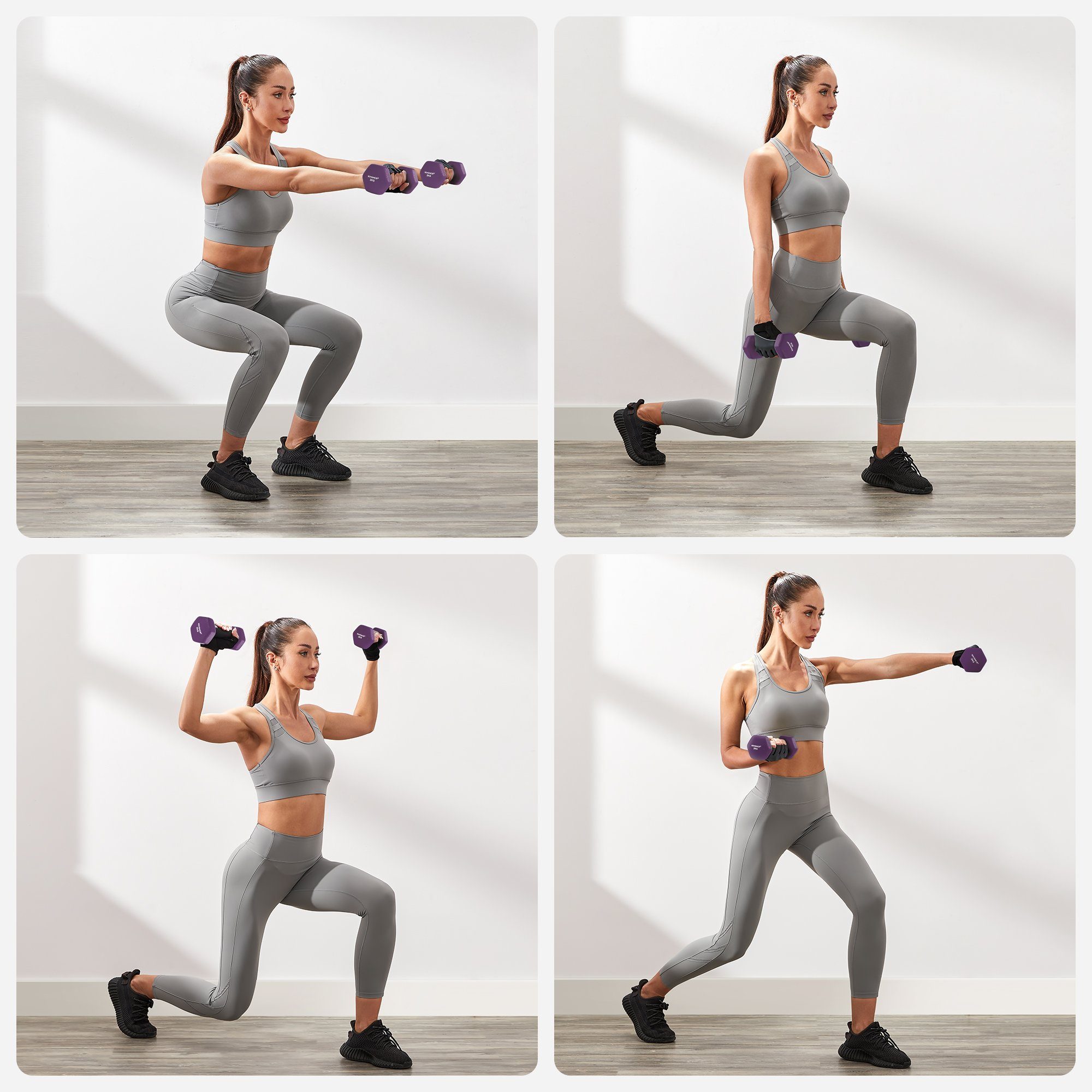 SONGMICS Hantel-Set 3 Paar, Aufbewahrung, Fitnessstudio, Krafttraining, rutschfeste Neopren-Beschichtung