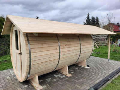Saunabau Seltmann Fasssauna 325 mit Dach/Vordach Wandstärke 60mm, 60,00 mm
