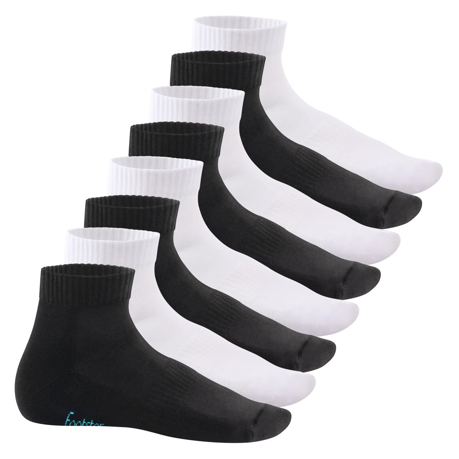 Footstar Kurzsocken Damen & Herren Kurzschaft Socken, Frottee-Sohle (8 Paar) Schwarz-Weiß