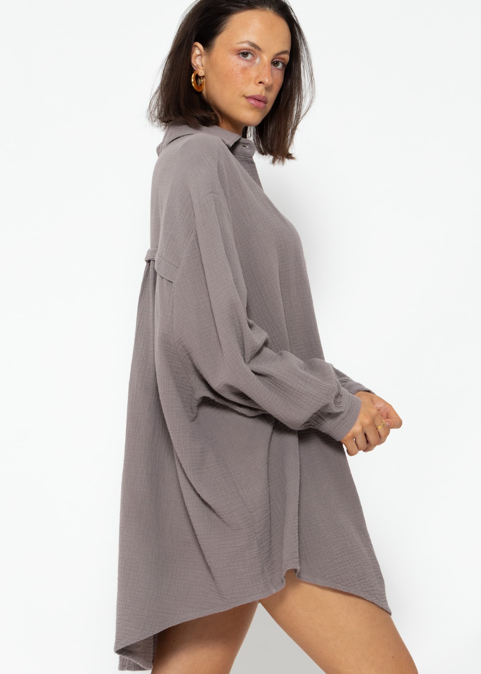 SASSYCLASSY Longbluse Oversize Musselin Bluse Damen günstig online kaufen