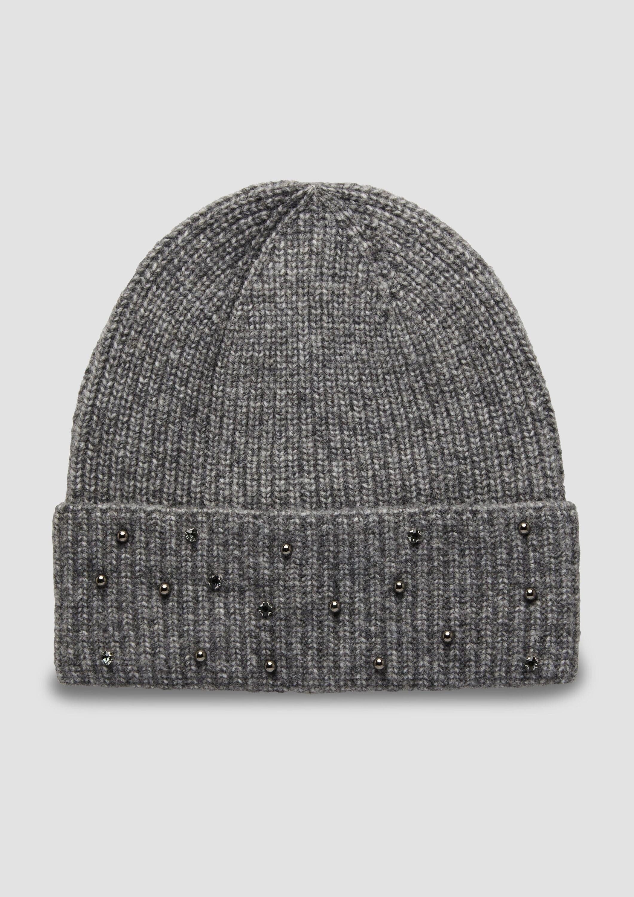 s.Oliver Strickmütze Mütze Beanie aus Wollmix mit Stein-Besatz günstig online kaufen