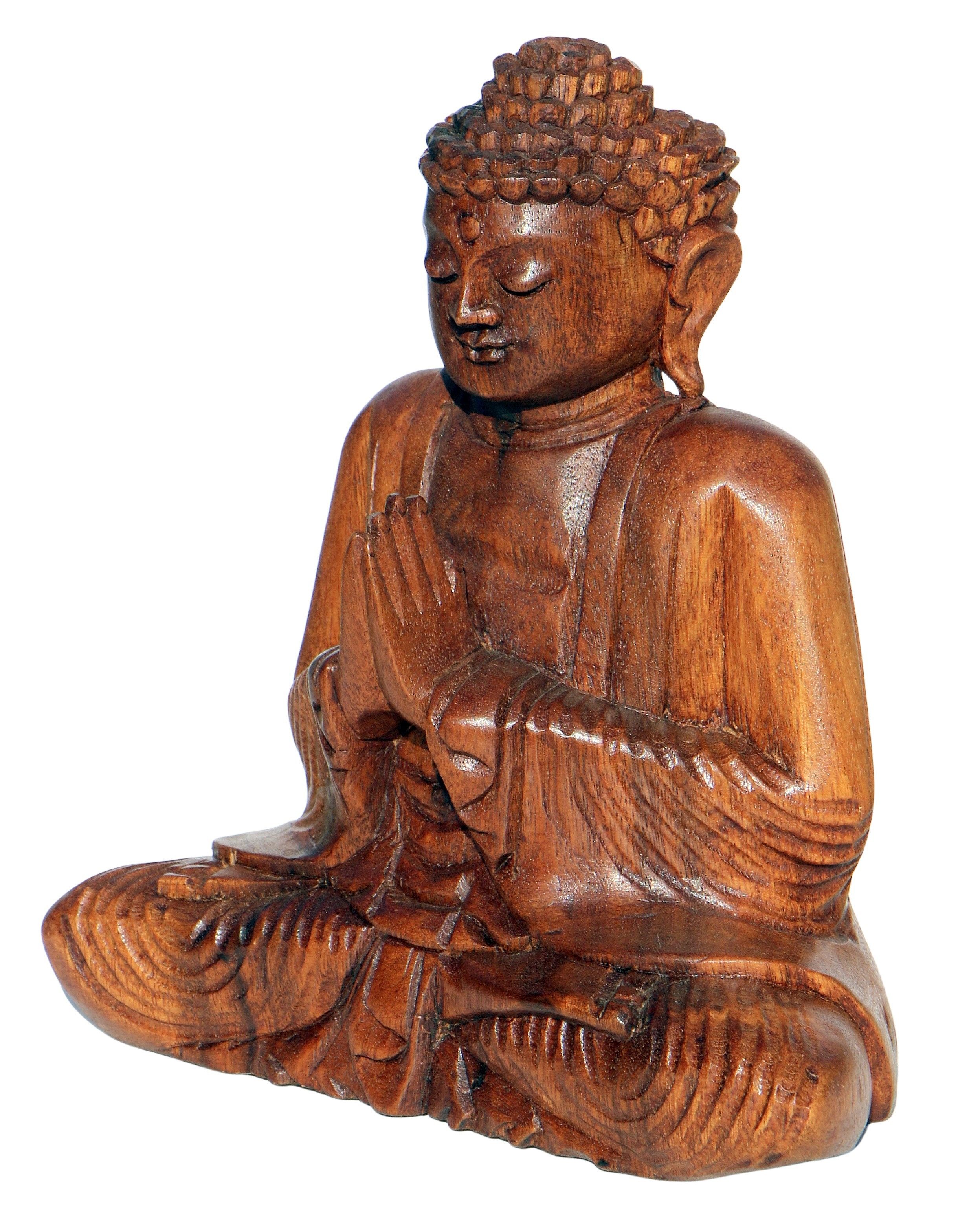 Wogeka Buddhafigur Meditation Gebet Buddha Holz-Figur Feng Shui