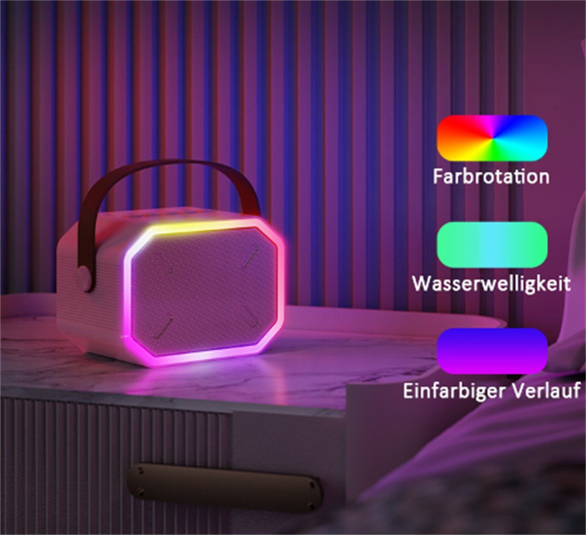 Tragbares KTV selected Zuhause, Retro-Bluetooth-Audio-Mikrofon-Set carefully Party, cremefarben für Bluetooth-Lautsprecher