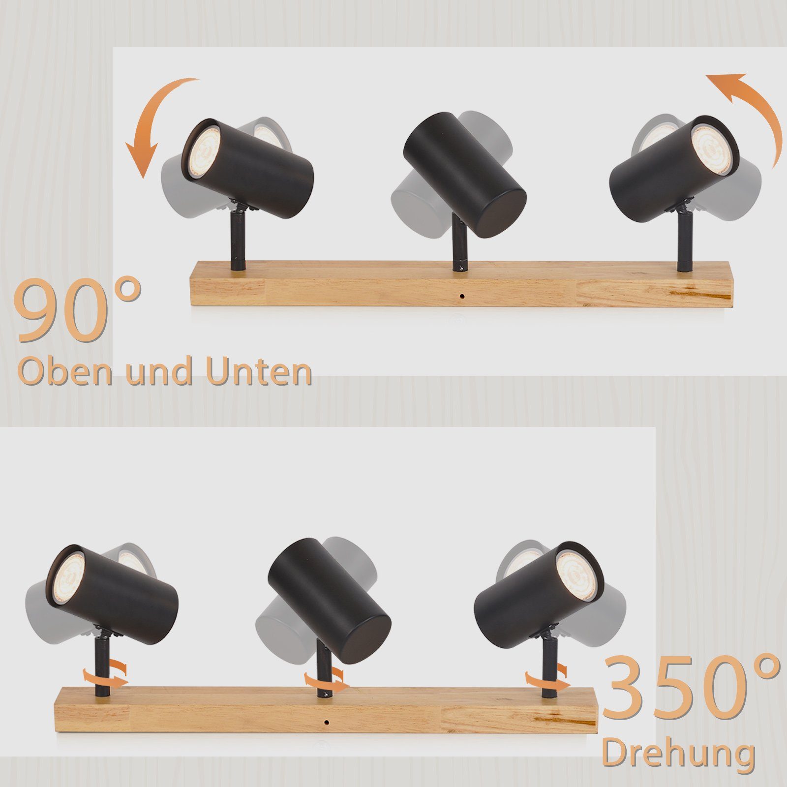 ZMH Deckenstrahler 1/2/3Flammig GU10- Modern Deckenlampe 330°Schwenkbar Whonzimmer, Augenschutz, Einfache Installtion, ohne Leuchtmittel, Nicht Dimmbar für Wohnzimmer Schlafzimmer