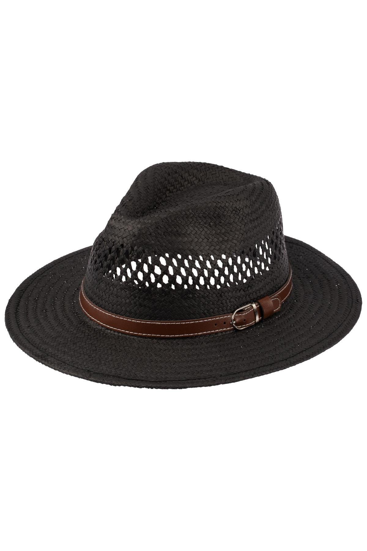 Sonnenhut Herren Strohhut mit Gürteldetail
