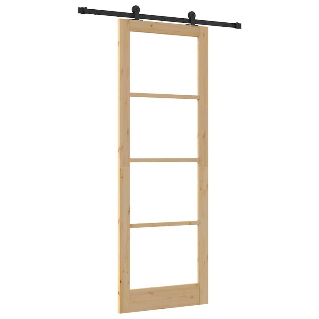 vidaXL Haustür Schiebetür ORKDAL Braun 83 x 232 cm Holz und Metall (1-St)