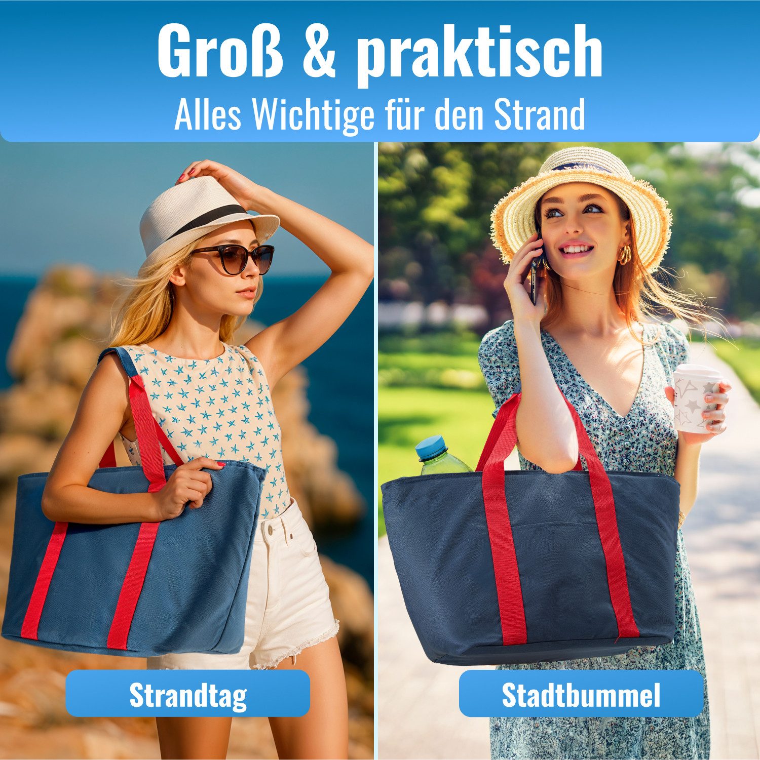 achilles Einkaufsshopper Shopper-Tasche mit Kühlfunktion Freizeittasche mit Flaschenfächer