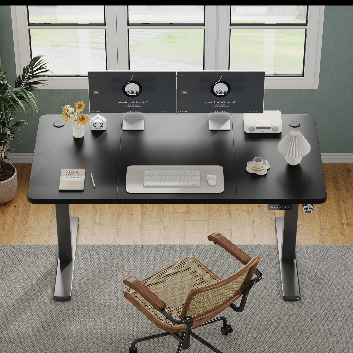 Furnicopia Schreibtisch Höhenverstellbarer mit USB-Ladefunktion und Wecker-Erinnerung (2 Höheneinstellungen 5 Farben und 6 Größen fur eine Vielzahl von Arbeits- – Bild 3 von 5