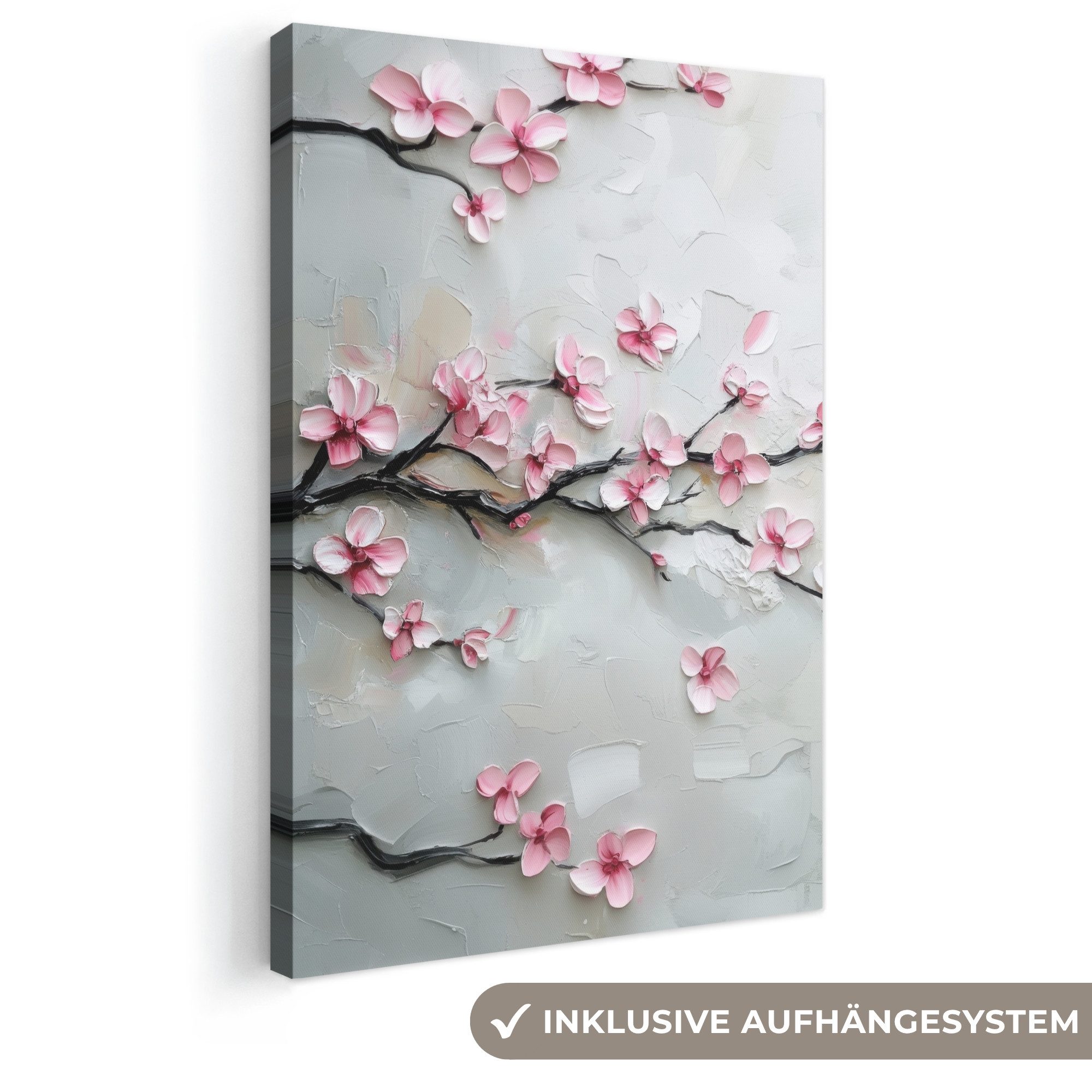 OneMillionCanvasses® Leinwandbild Blüte - Künstlerisch - Rosa - Sakura, Fotodruck (1 St), Leinwand Canvas Wandbild, Wanddekoration 20x30 cm