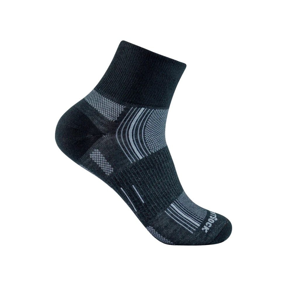 Wrightsock Sportsocken Quarter Stride (knöchelhoch, mitteldick, Anti-Blasen-Socke) schwarz