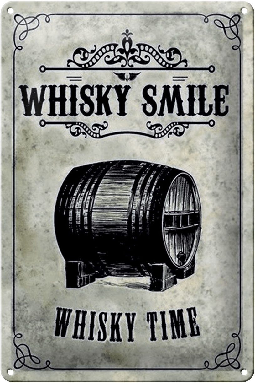 Metallschild Schild Blech 20x30cm - Made in Germany - Whisky Smile Whisky Time Meta