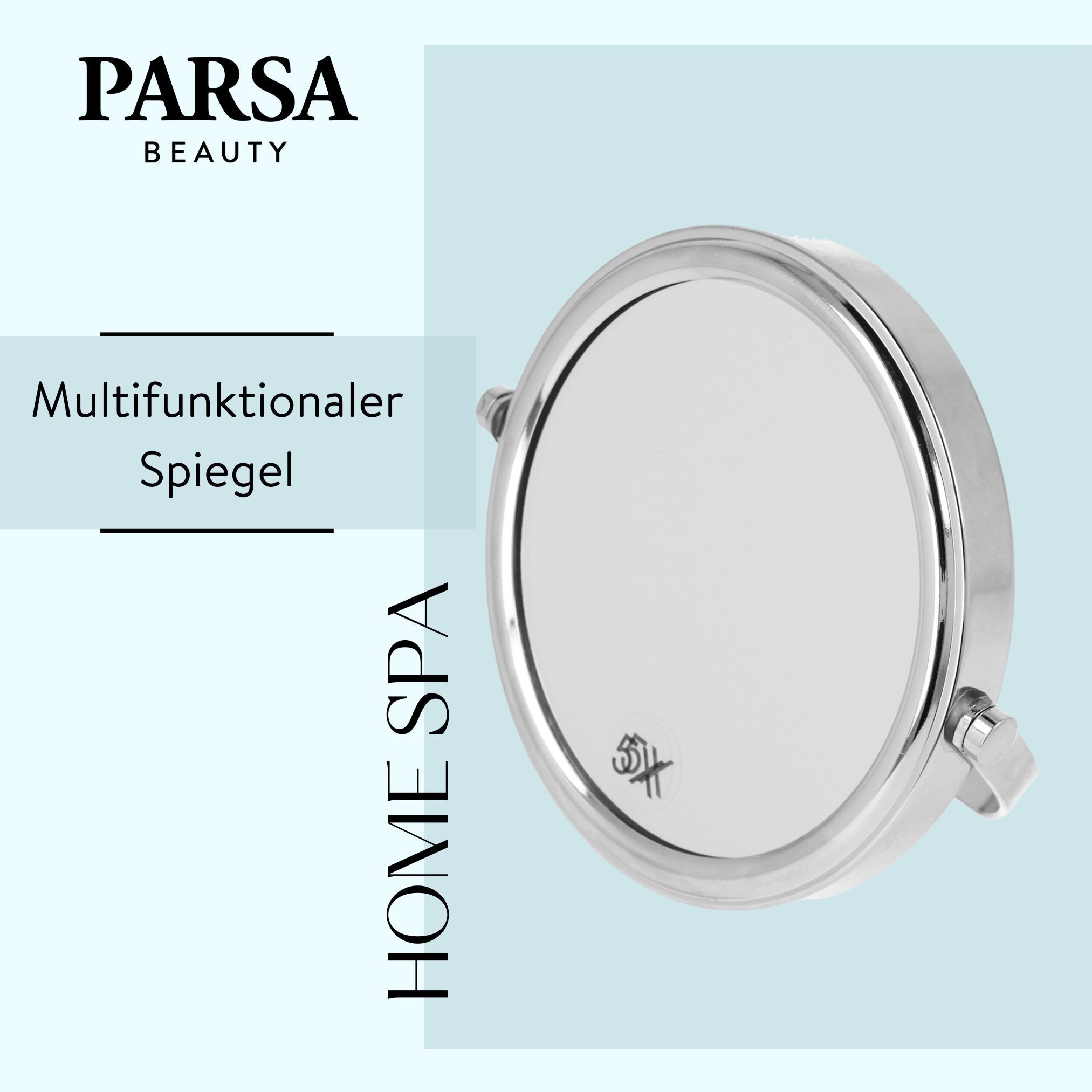 PARSA Beauty Standspiegel Essential Reise-Standspiegel, 5-fach Vergr??erung in Silber