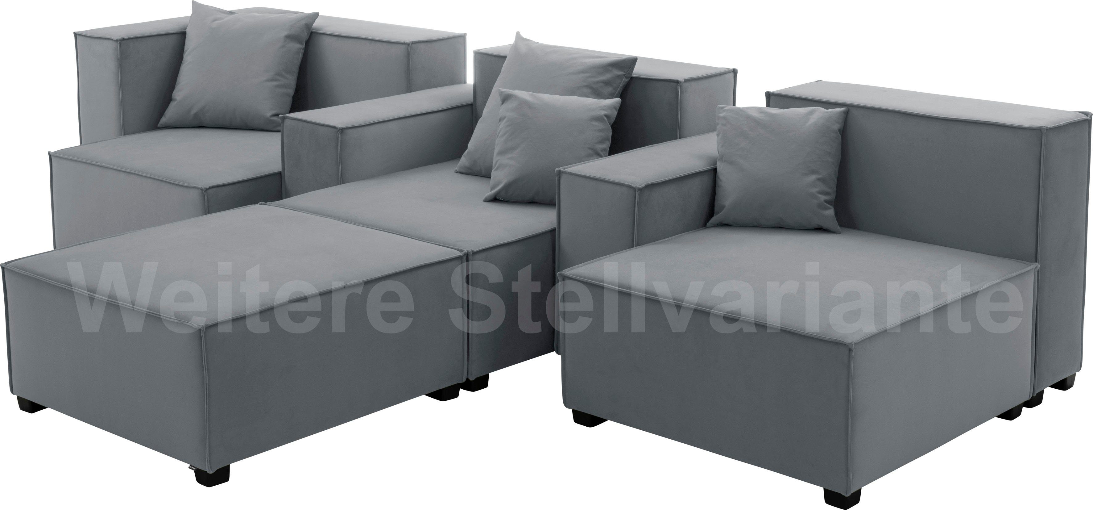 Wohnlandschaft Zierkissen, Set, grau Sitzelementen, inklusive MOVE, 4 04 Max aus 10 Sofa-Set kombinierbar Winzer®
