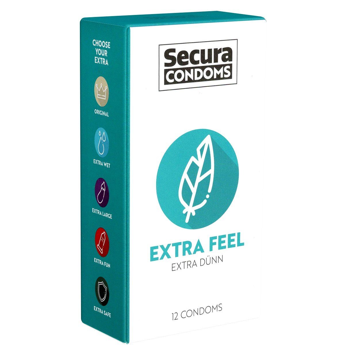 Secura Kondome Extra Feel gefühlschte Kondome, Packung mit, 12 St., Kondome für das pure Naturgefühl, extra dünne Kondome für mehr Gefühl