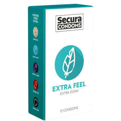 Secura Kondome Extra Feel gefühlschte Kondome, Packung mit, 12 St., Kondome für das pure Naturgefühl, extra dünne Kondome für mehr Gefühl