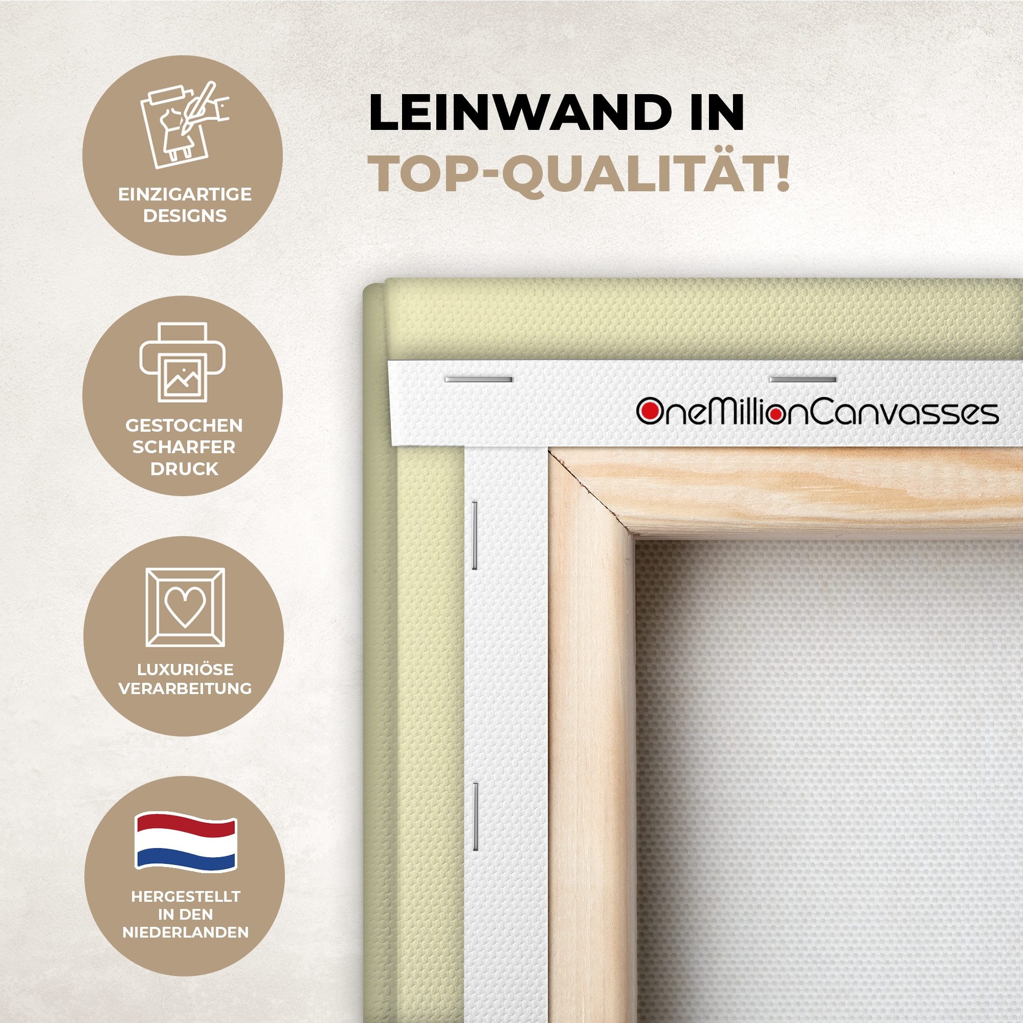 OneMillionCanvasses® Leinwandbild Oh hallo - Gelb - Monogramm, Fotodruck (1 St), Leinwandbilder XXL für Wohnzimmer 90x140 cm