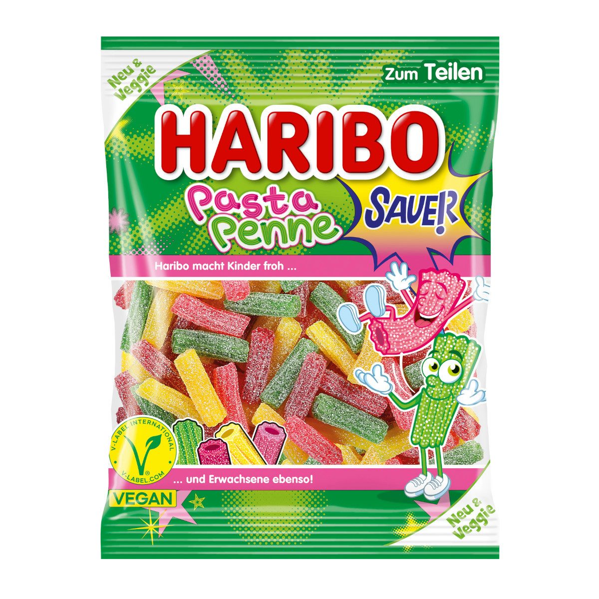 HARIBO Süßigkeit, Haribo Pasta Penne Sauer Fruchtgummi erfrischender Geschmack 160g