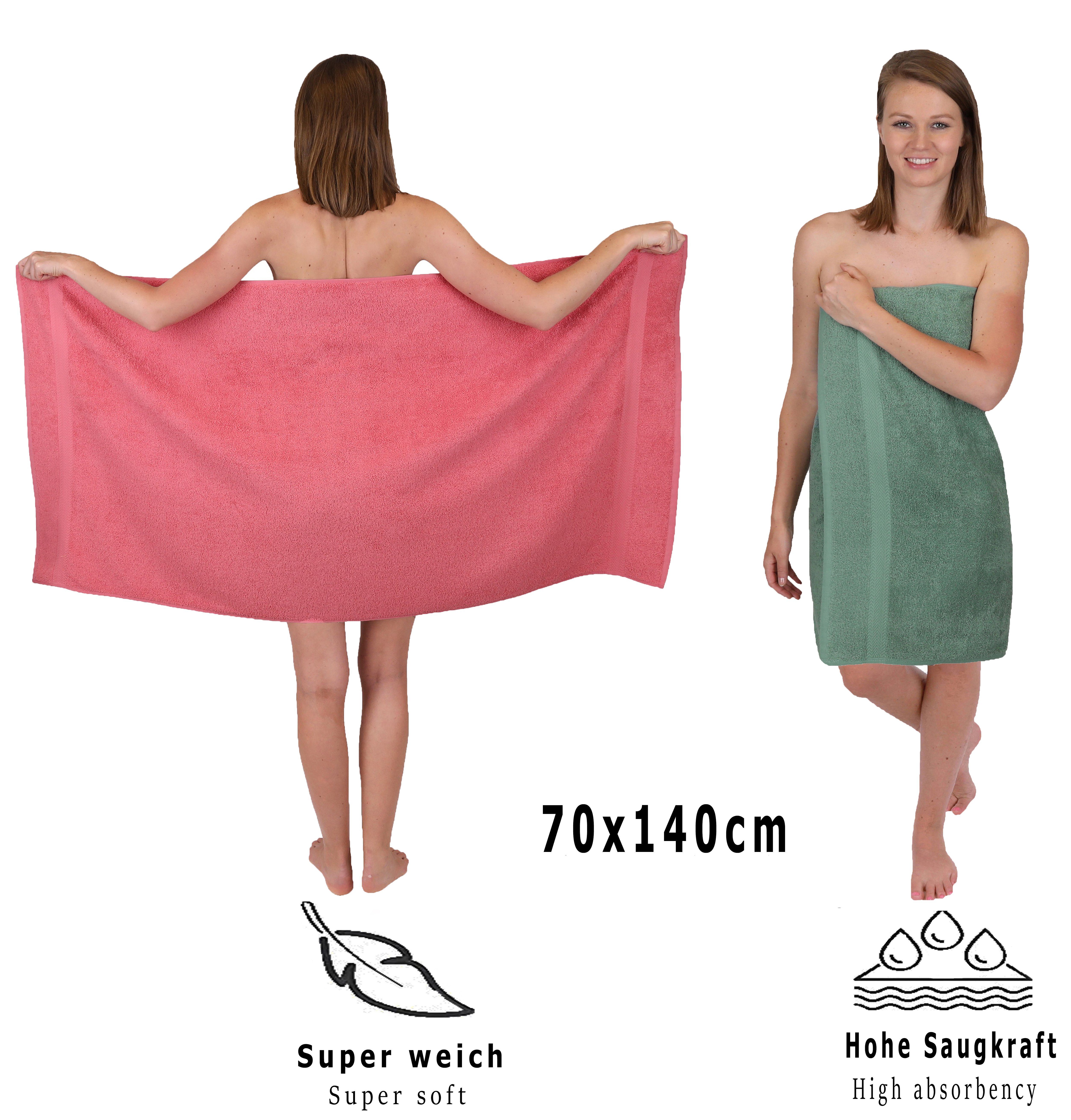 (12-tlg) Himbeere/tannengrün, Set Premium Baumwolle, 12-TLG. Betz Set Handtuch Handtuch