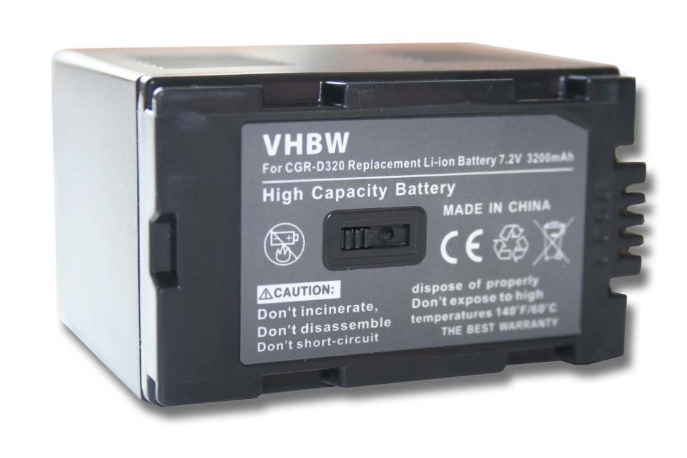 vhbw passend für Panasonic NV-MX1, NV-MX2, NV-MX30, NV-MX300, NV-MX350, Kamera-Akku 3200 mAh