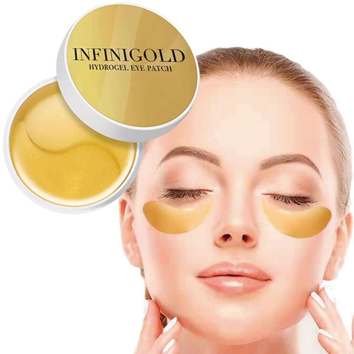 INFINIGOLD Augenpads goldene Multi Action Augenpads, 60-tlg., 1er oder 2er Pack, Anti Aging Augenpflege Pads gegen Falten, Augen Anti Falten Wirkung